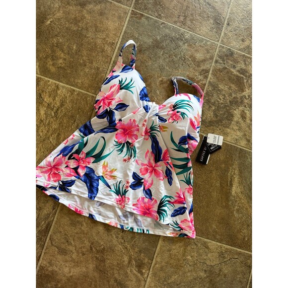 Island Escape Scorpio Underwire Tankini Top Dream On White Size 6 - Picture 3 of 9
